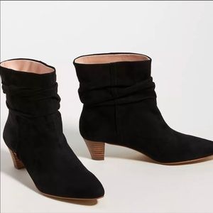 Anthropologie Silent D Black Suede Slouch Booties size 7
